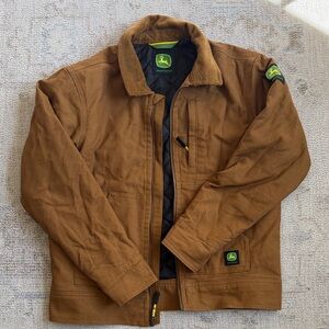 John Deere Brown Canvas Work Jacket with Corduroy Collar